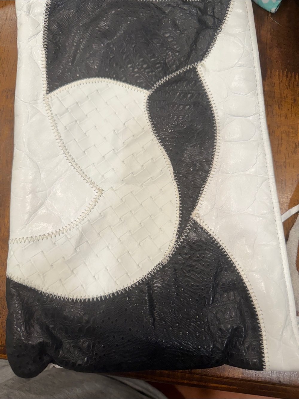 Elegant Black & White Patchwork Clutch Wristlet